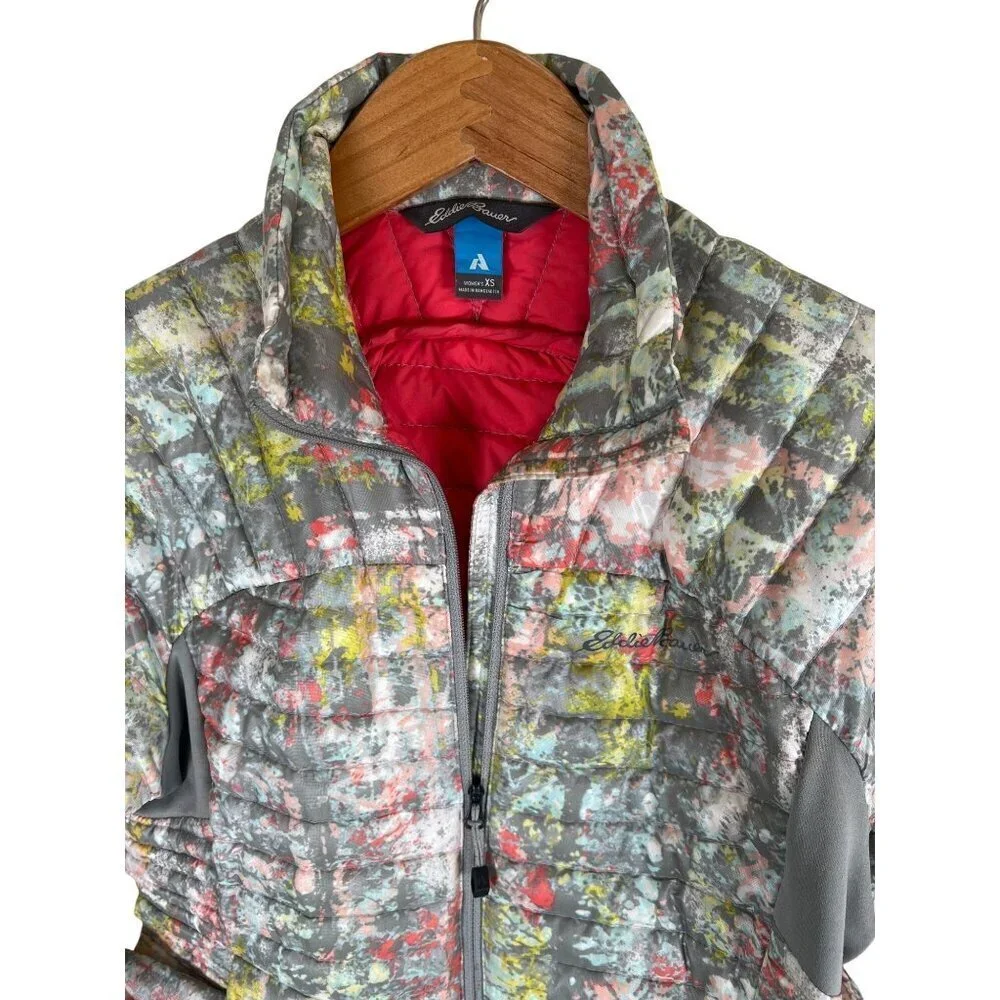 Eddie Bauer Womens Size XS Zip Jacket Storm 800 Quilted Goose Down Bright‎ Camo